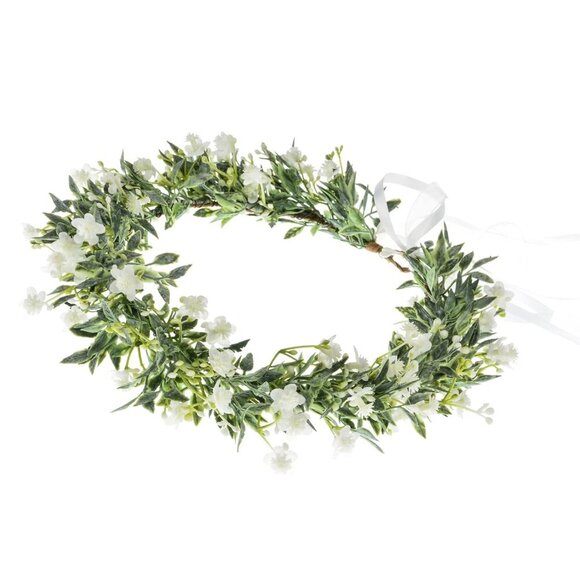 White Baby's Breath Flower Crown Eucalyptus Wedding Headpiece for Bridesmaids - Picture 3 of 3